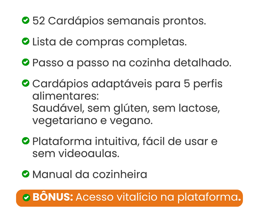 tudo o que você vai recebe no menu sem stress